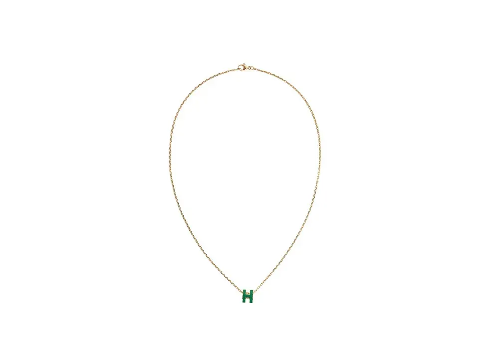 Hermes Mini Pop H Pendant "Gold/Malachite"