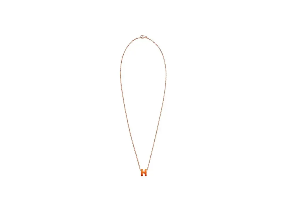 Hermes Mini Pop H Pendant "Rose Gold/Orange Soie"