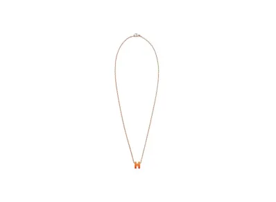 Hermes Mini Pop H Pendant "Rose Gold/Orange Soie"
