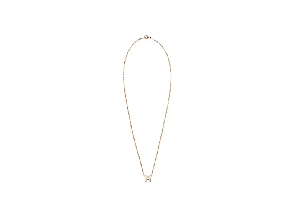 Hermes Mini Pop H Pendant "Rose Gold/Vert Fizz"