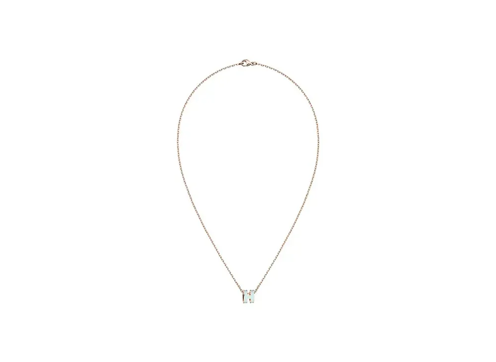 Hermes Mini Pop H Pendant "Rose Gold/Blue Zephyr"