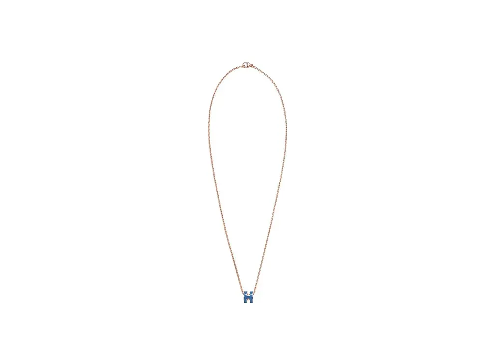 Hermes Mini Pop H Pendant "Rose Gold/Blue Saphir"