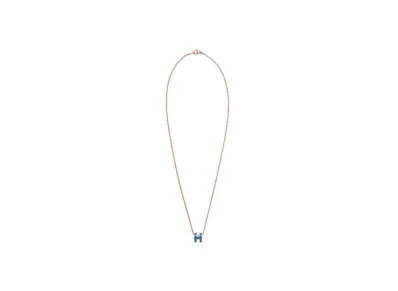 Hermes Mini Pop H Pendant "Rose Gold/Blue Saphir"