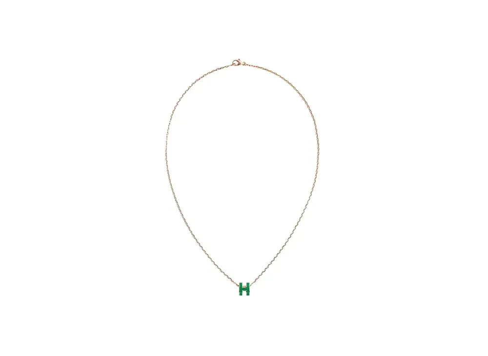 Hermes Mini Pop H Pendant "Rose Gold/Malachite"