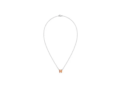 Hermes Mini Pop H Pendant "Palladium/Orange Soie"