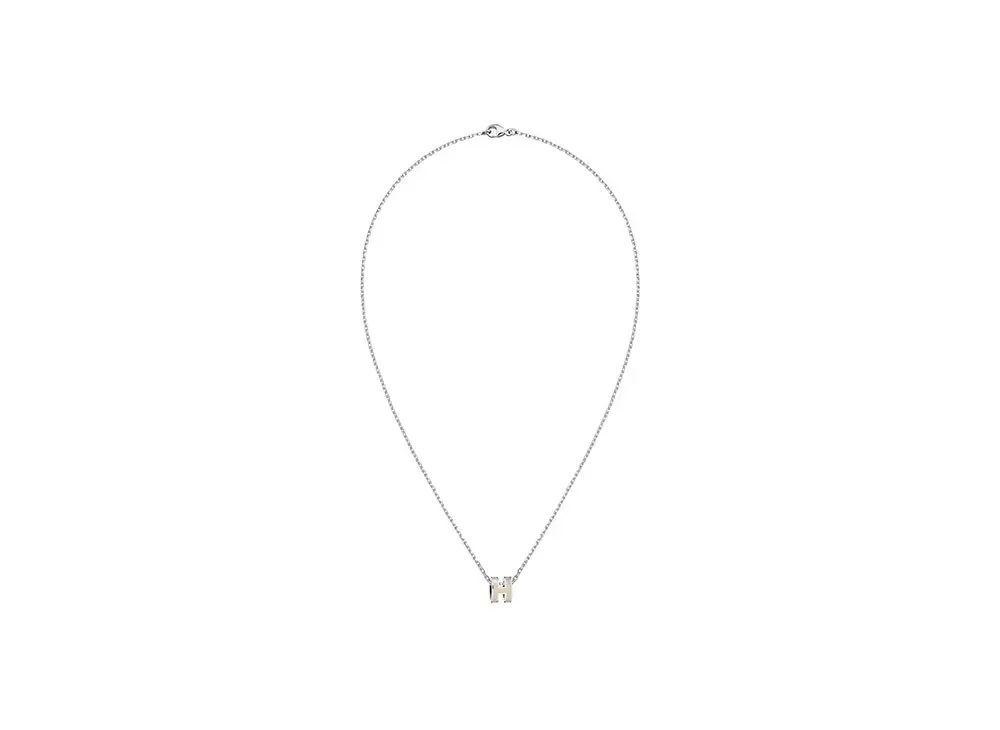 Hermes Mini Pop H Pendant "Palladium/Marron Glace"