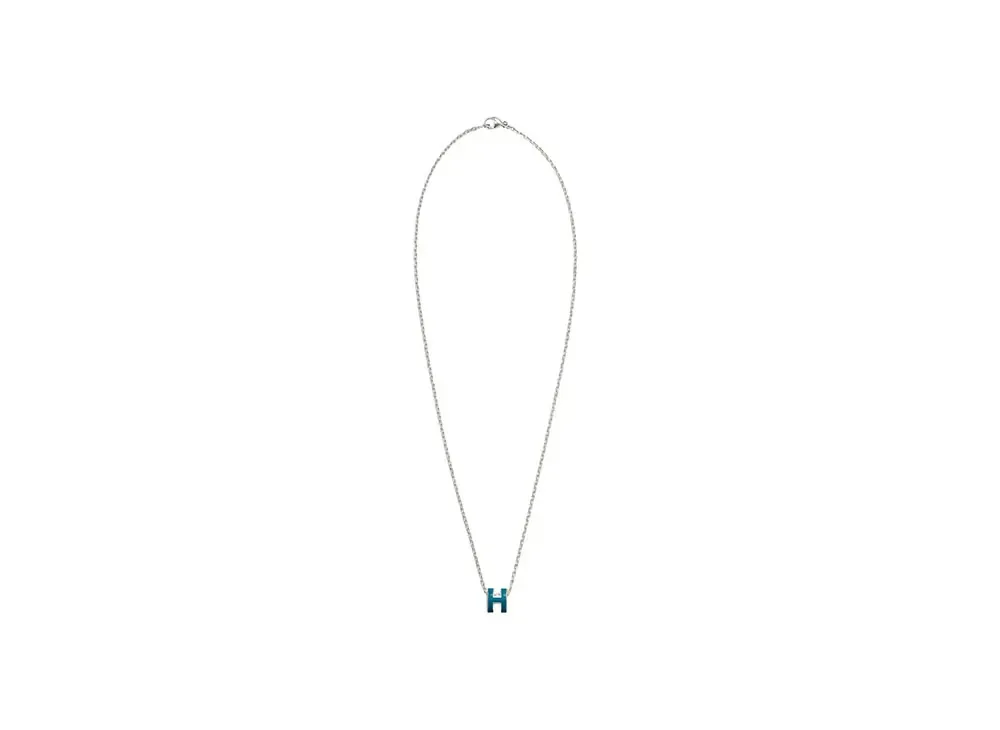Hermes Mini Pop H Pendant "Palladium/Bleu Jean"