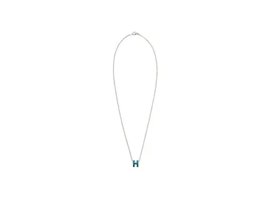 Hermes Mini Pop H Pendant "Palladium/Bleu Jean"