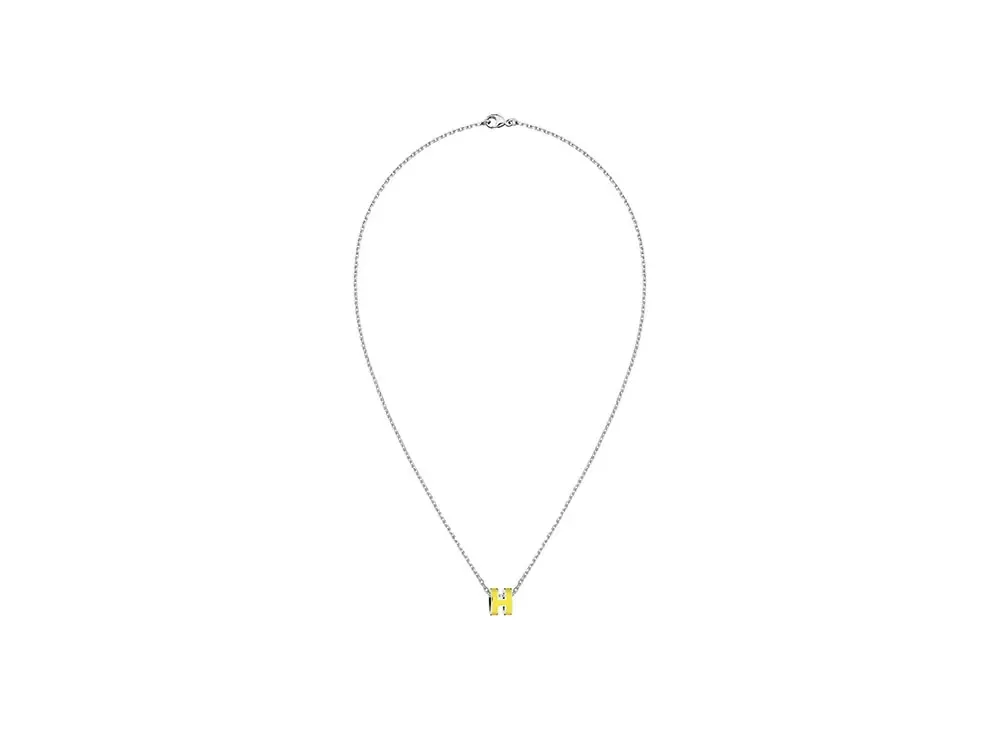 Hermes Mini Pop H Pendant "Palladium/New Lime"