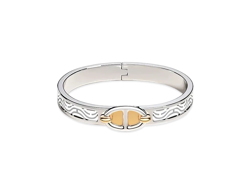 Hermes Mini Clic Chaine D'ancre Maillon Bracelet "Blanc Platine/Palladium"