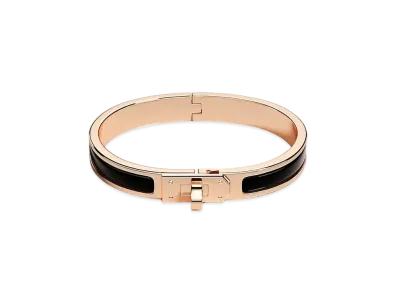 Hermes Mini Clic Kelly Bracelet "Noir/Pink Gold"