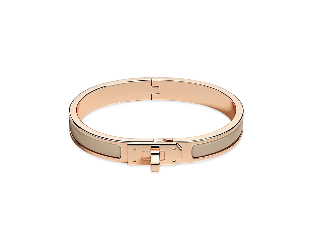 Hermes Mini Clic Kelly Bracelet "Marron Glace/Pink Gold"