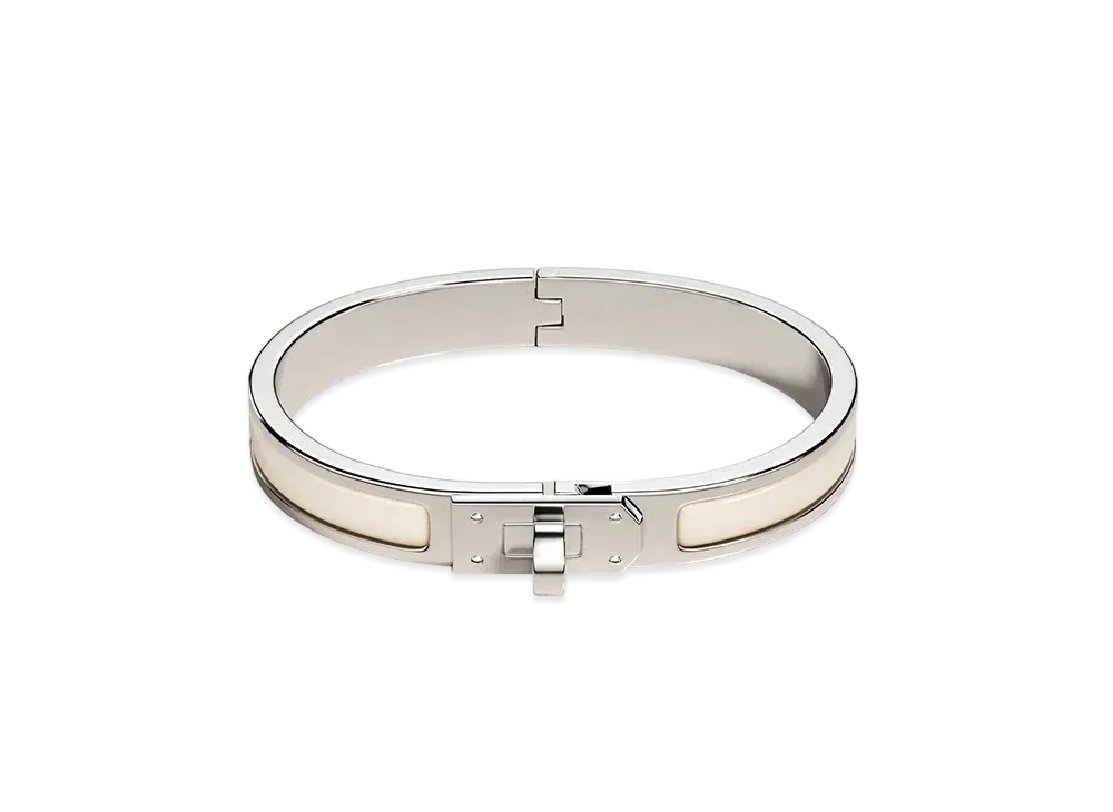 Hermes Mini Clic Kelly Bracelet "Creme/Palladium"