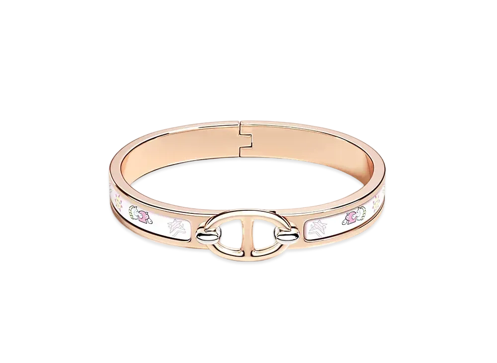 Hermes Mini Clic Chaine D'ancre Funny Ice Cream Bracelet "Jasmin/Pink Gold"