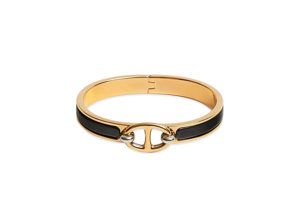 Hermes Mini Clic Chaine D'ancre Bracelet "Gold/Noir"