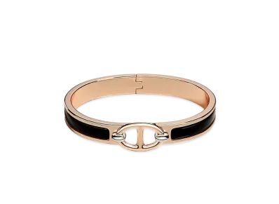 Hermes Mini Clic Chaine D'ancre Bracelet "Noir/Pink Gold"