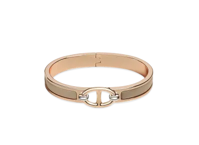 Hermes Mini Clic Chaine D'ancre Bracelet "Marron Glace/Pink Gold"