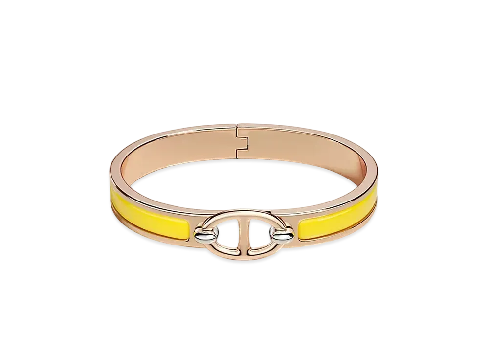 Hermes Mini Clic Chaine D'ancre Bracelet "Jaune Lumiere/Pink Gold"