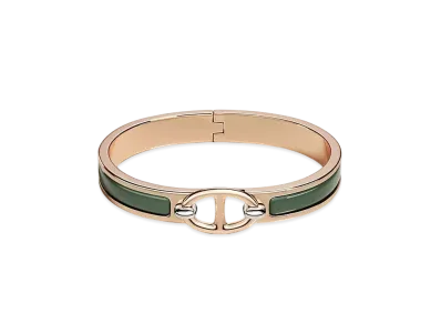 Hermes Mini Clic Chaine D'ancre Bracelet "Vert Cypres/Pink Gold"