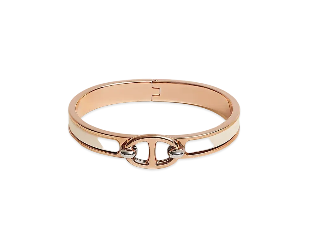 Hermes Mini Clic Chaine D'ancre Bracelet "Creme/Pink Gold"