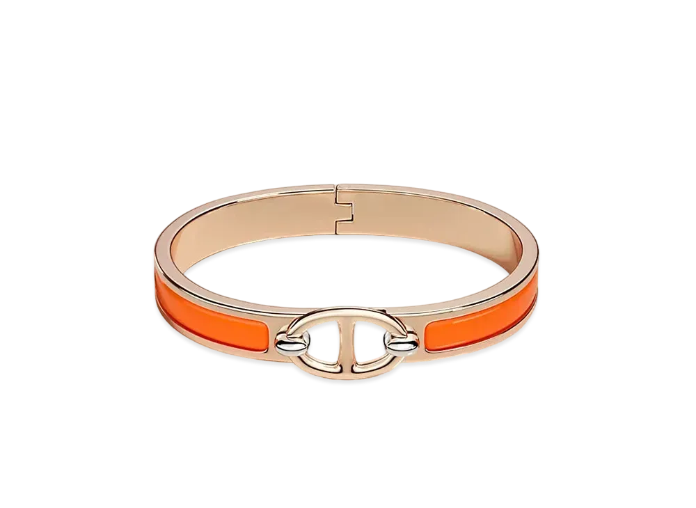 Hermes Mini Clic Chaine D'ancre Bracelet "Orange Fruite/Pink Gold"