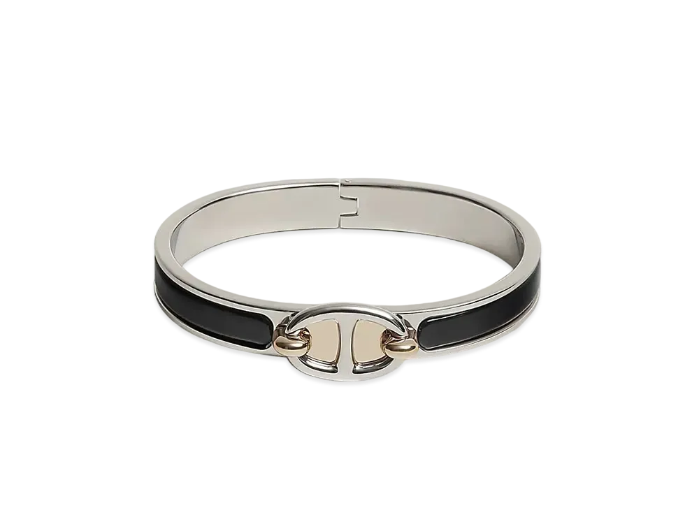 Hermes Mini Clic Chaine D'ancre Bracelet "Noir/Palladium"