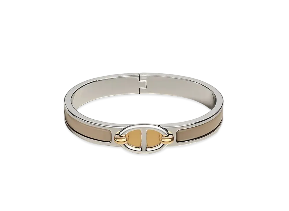 Hermes Mini Clic Chaine D'ancre Bracelet "Marron Glace/Palladium"