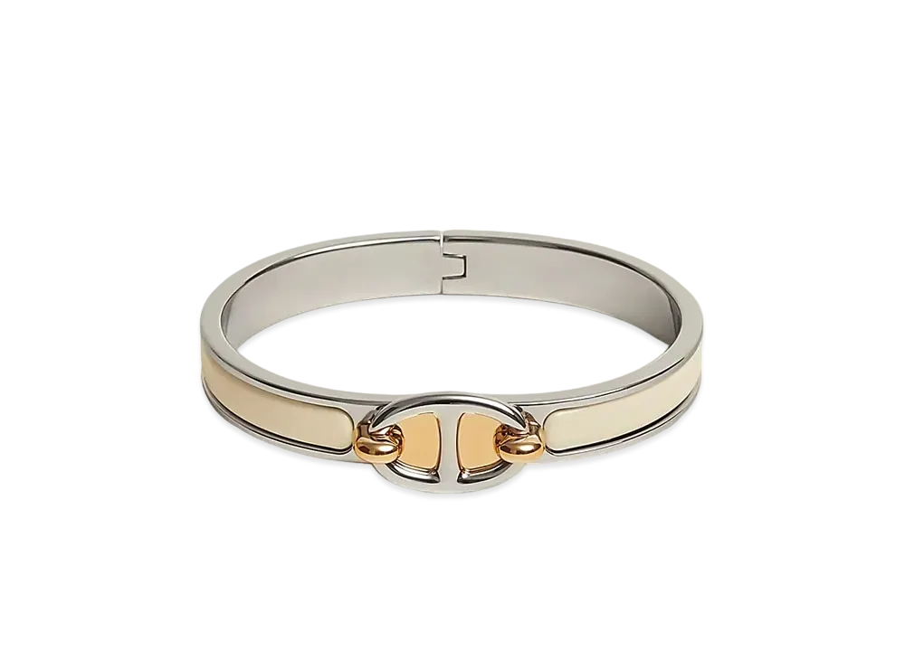 Hermes Mini Clic Chaine D'ancre Bracelet "Creme/Palladium"
