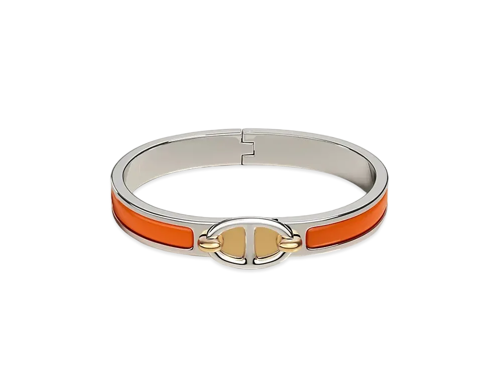 Hermes Mini Clic Chaine D'ancre Bracelet "Orange Fruite/Palladium"