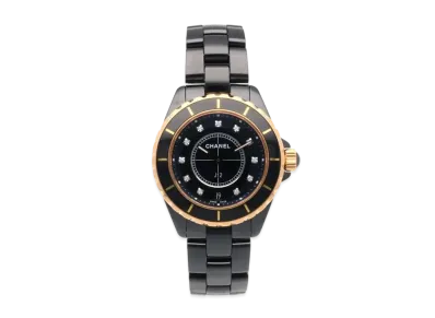 CHANEL J12 Ceramic/Pink Gold 38mm 11P Diamond "Black"