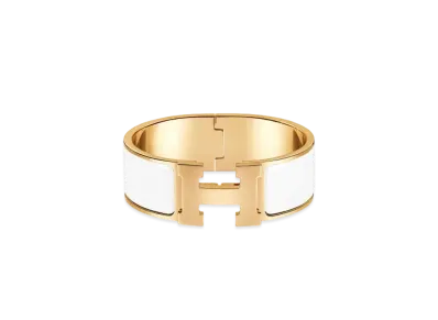 Hermes Clic Clac H Bracelet "Gold/Blanc"