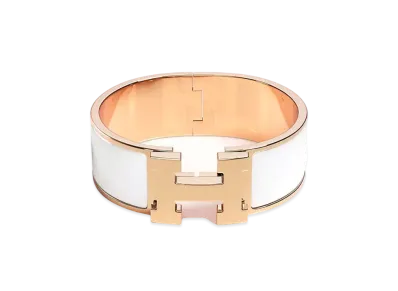 Hermes Clic Clac H Bracelet "White/Pink Gold"