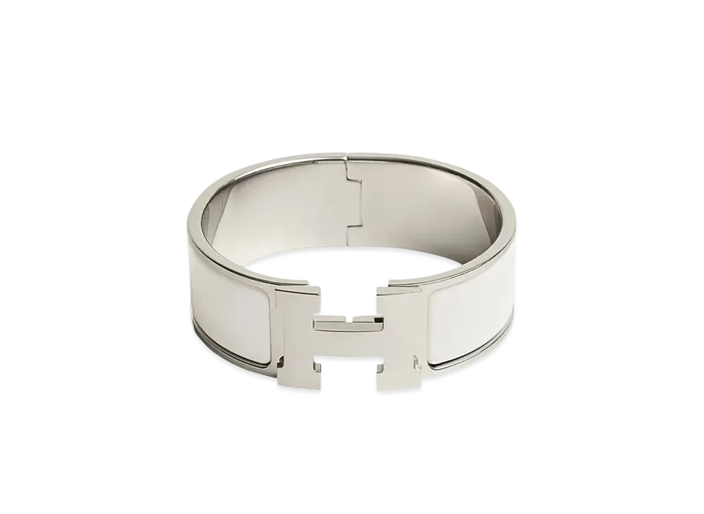 Hermes Clic Clac H Bracelet "Palladium/Blanc"