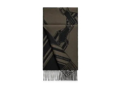 Hermes Sangles en Zig Zag Cashmere Scarf "Noir/Basalte"