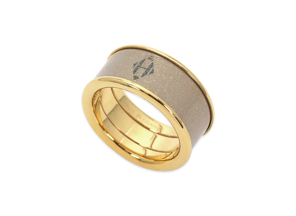 Hermes Women's Glitter Ring MM Metal x Enamel H Diamant "Marron Glace/Dore"