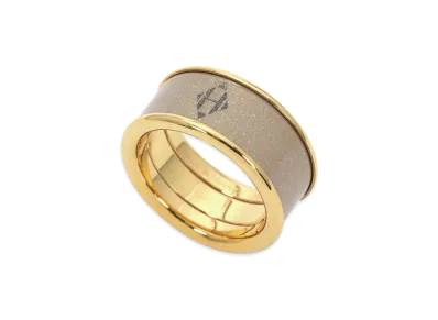 Hermes Women's Glitter Ring MM Metal x Enamel H Diamant "Marron Glace/Dore"