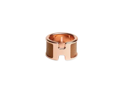 Hermes Large Olympe Ring Calfskin Metal "Rose Gold"