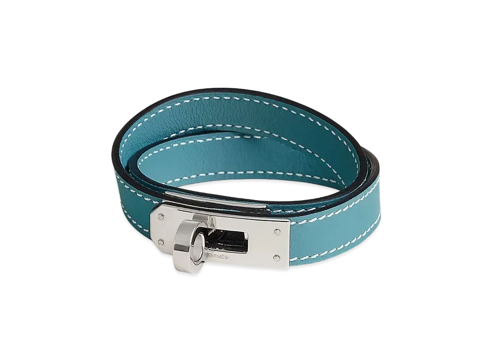 Hermes Kelly Double Tour Bracelet "Bleu Jean/Palladium"