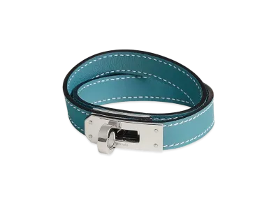 Hermes Kelly Double Tour Bracelet "Bleu Jean/Palladium"