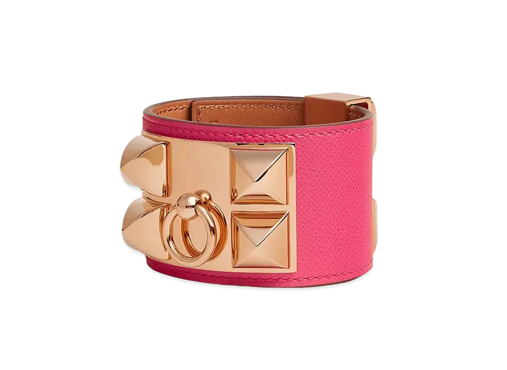 Hermes Collier de Chien Bracelet "Rose Extreme/Pink Gold"