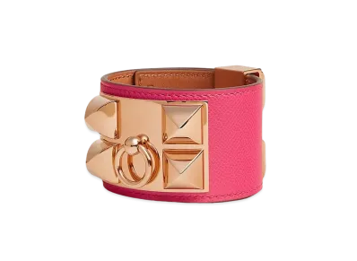 Hermes Collier de Chien Bracelet "Rose Extreme/Pink Gold"