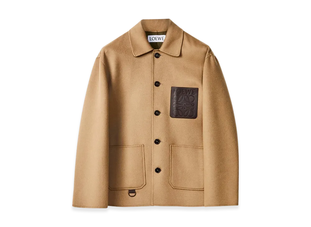 LOEWE Workwear Jacket in Wool and Cashmere "Beige/Khaki Green"
