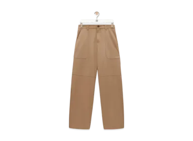 LOEWE Men's Cargo Trousers in Cotton and Silk "Beige"