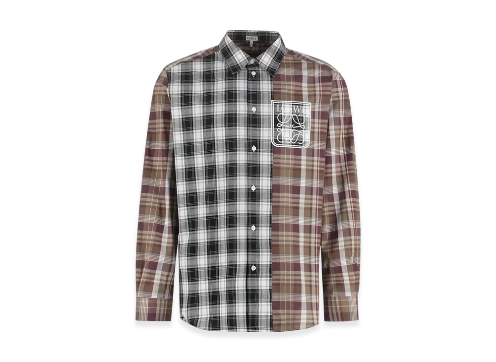 LOEWE Patchwork Cotton Check Shirt "Brown/Multicolor"