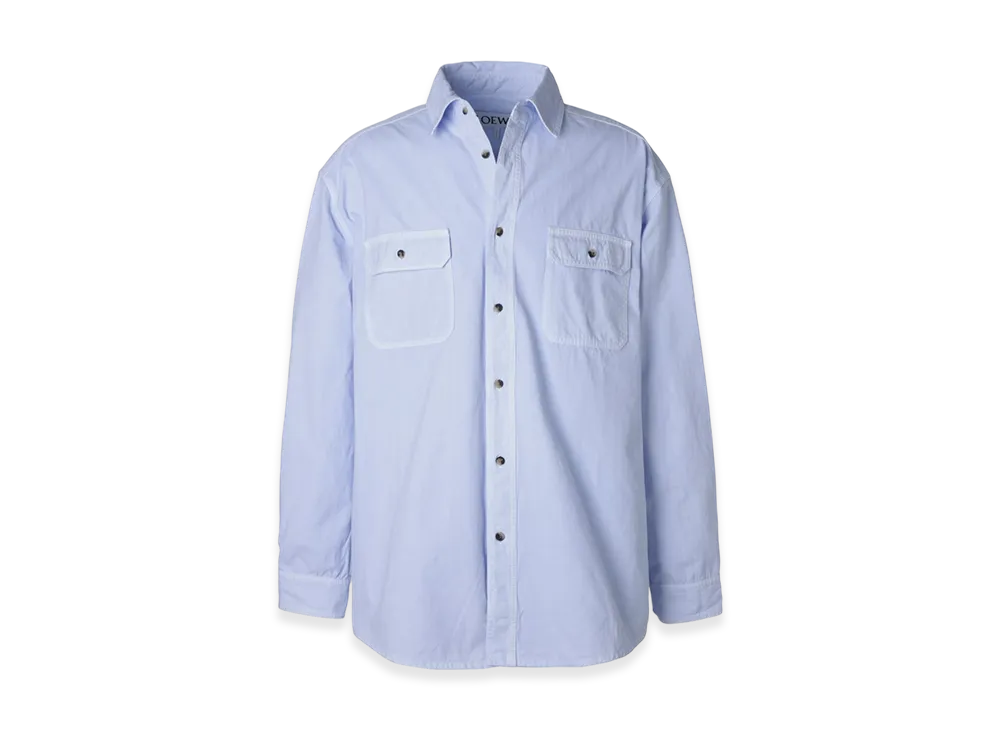 LOEWE Men's Long Sleeve Regular Collar Shirt "Light Blue"
