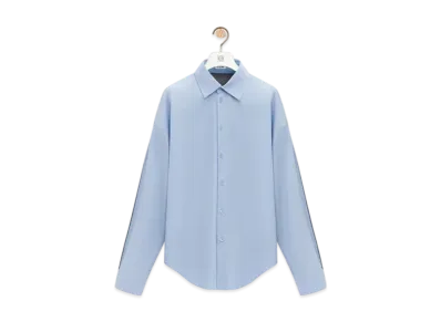 LOEWE Men's Hybrid Shirt in Cotton and Wool "Light Blue/Grey"
