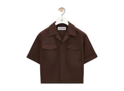LOEWE Men's Short Sleeve Shirt in Cotton "Chocolate Brown"