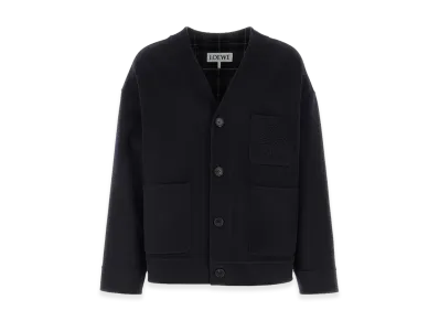 LOEWE Dark Blue Wool Blend Cardigan "Blue"