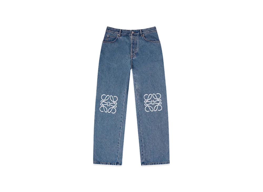 LOEWE Anagram Baggy Jeans In Denim "Mid Blue Denim"