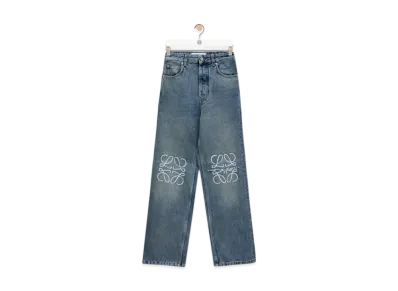 LOEWE Men's Anagram Baggy Jeans in Denim "Washed Denim"